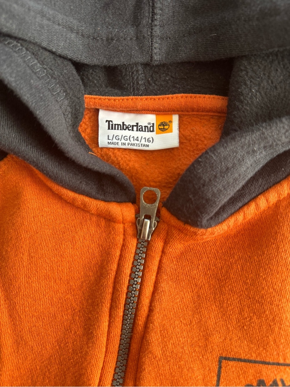 Timberland Kids Orange and Black Full-Zip Hoodie - Picture 7 of 12